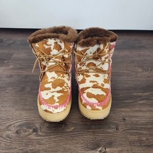 Laidback London cow print ankle boots